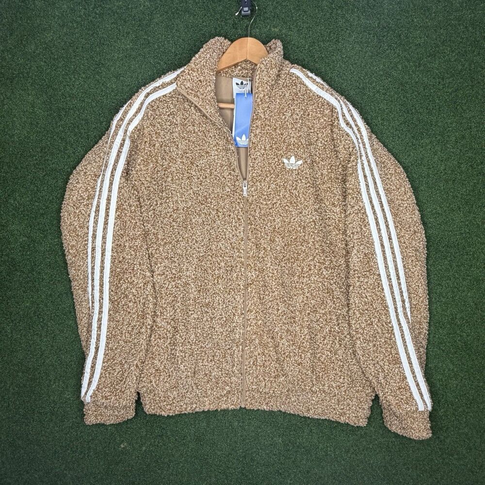 Sz M Adidas Boucle Firebird Track Top Men’s Brown Full Zip KS5274